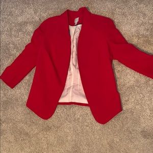LC Lauren Conrad red open front blazer